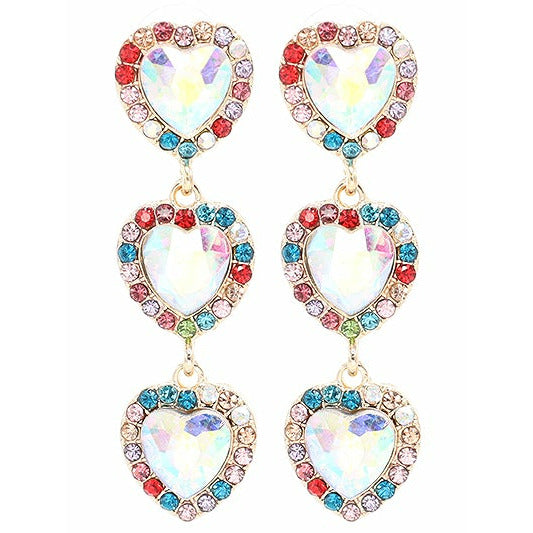 Triple Tiered Heart Earrings - BFF Here