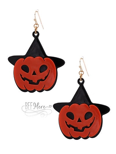 Pumpkin Witch Earrings - BFF Here