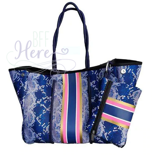 Neoprene Tote -- Indigo Snake - BFF Here