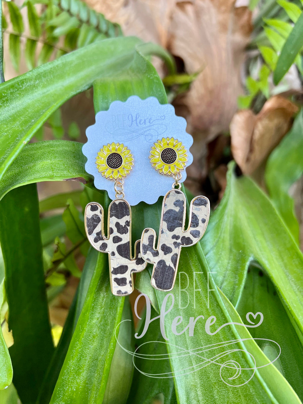 Maverick Animal Print Cactus Earrings - BFF Here