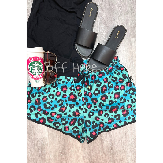 El Dorado Turquoise Leopard Everyday Shorts - BFF Here