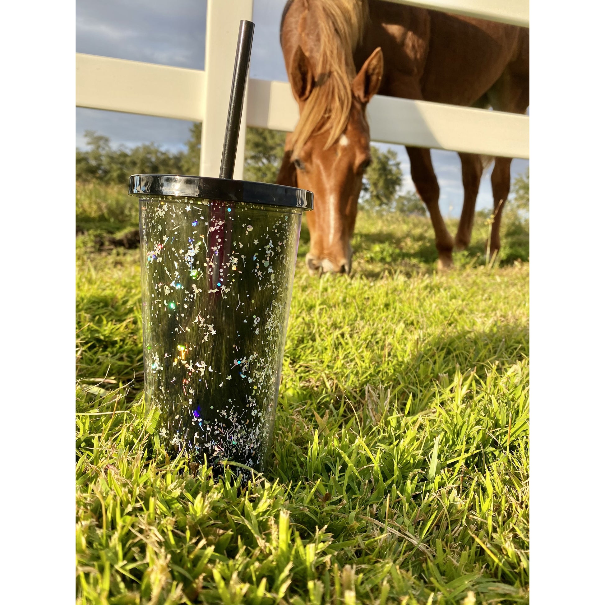 Glitter Tumbler With Straw - BFF Here