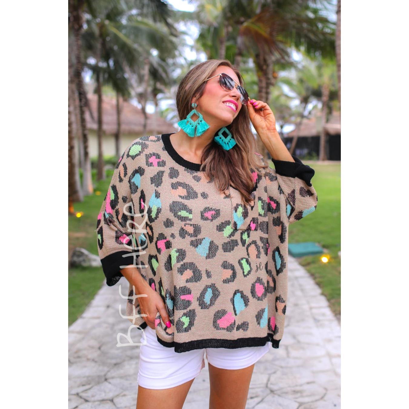 Charleston Colorful Leopard Lightweight Sweater - BFF Here