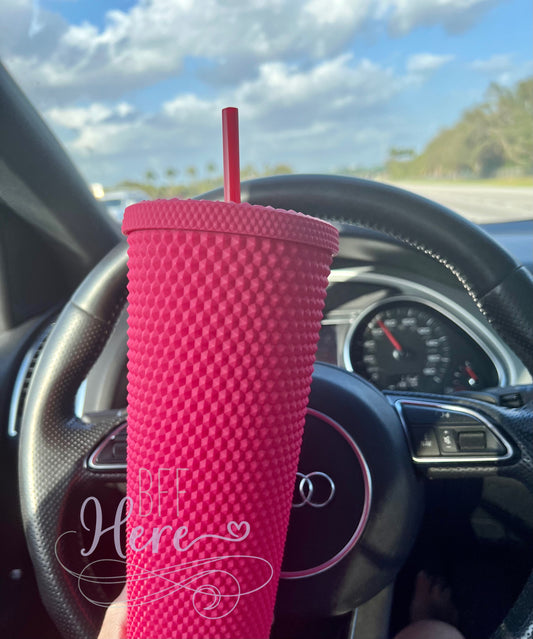 Studded Tumbler — Neon Pink - BFF Here