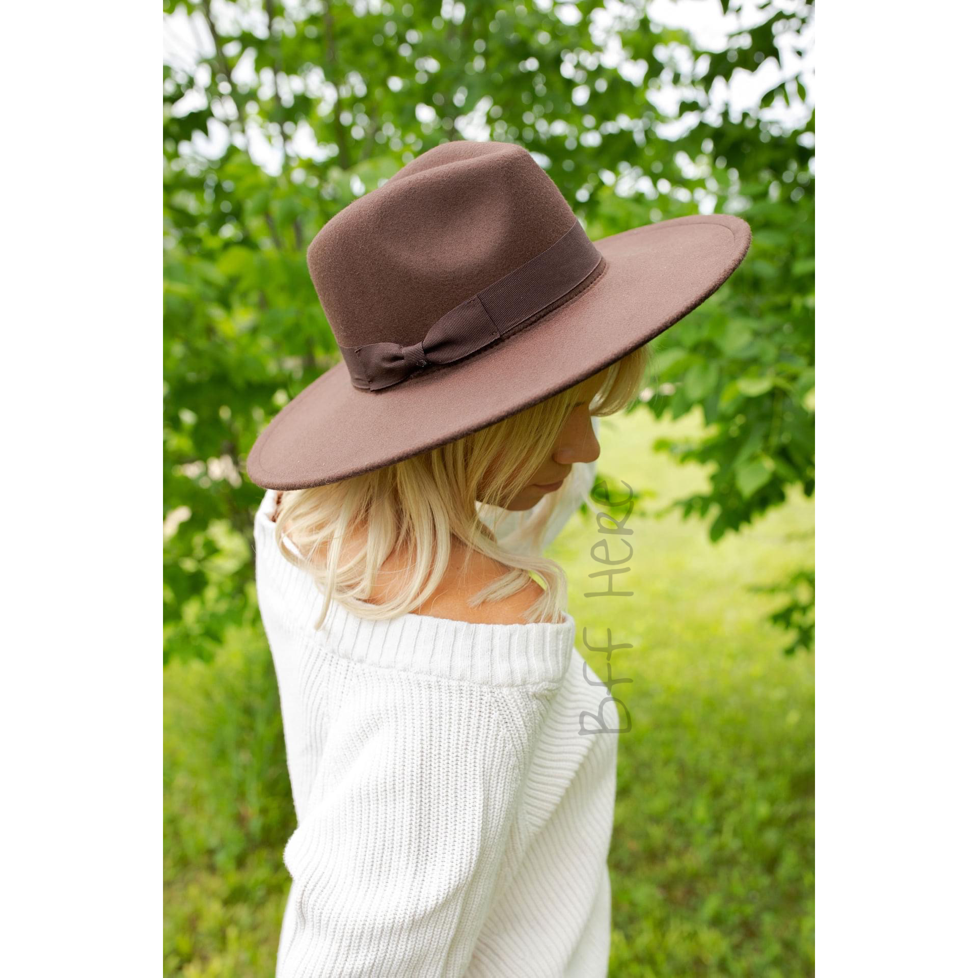 Mocha Wide Brim Hat - BFF Here