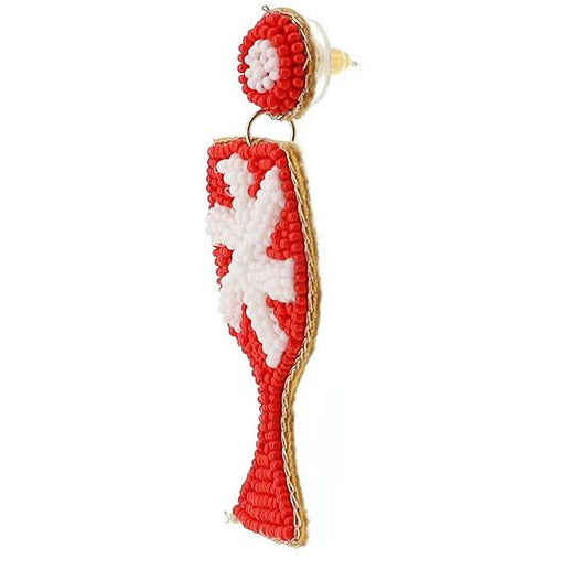 Candy Cane Wine Glass Seed Bead Earrings - BFF Here