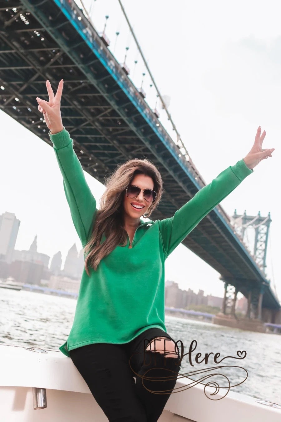 PREORDER— Miley Vintage Pullover -- Kelly Green - BFF Here