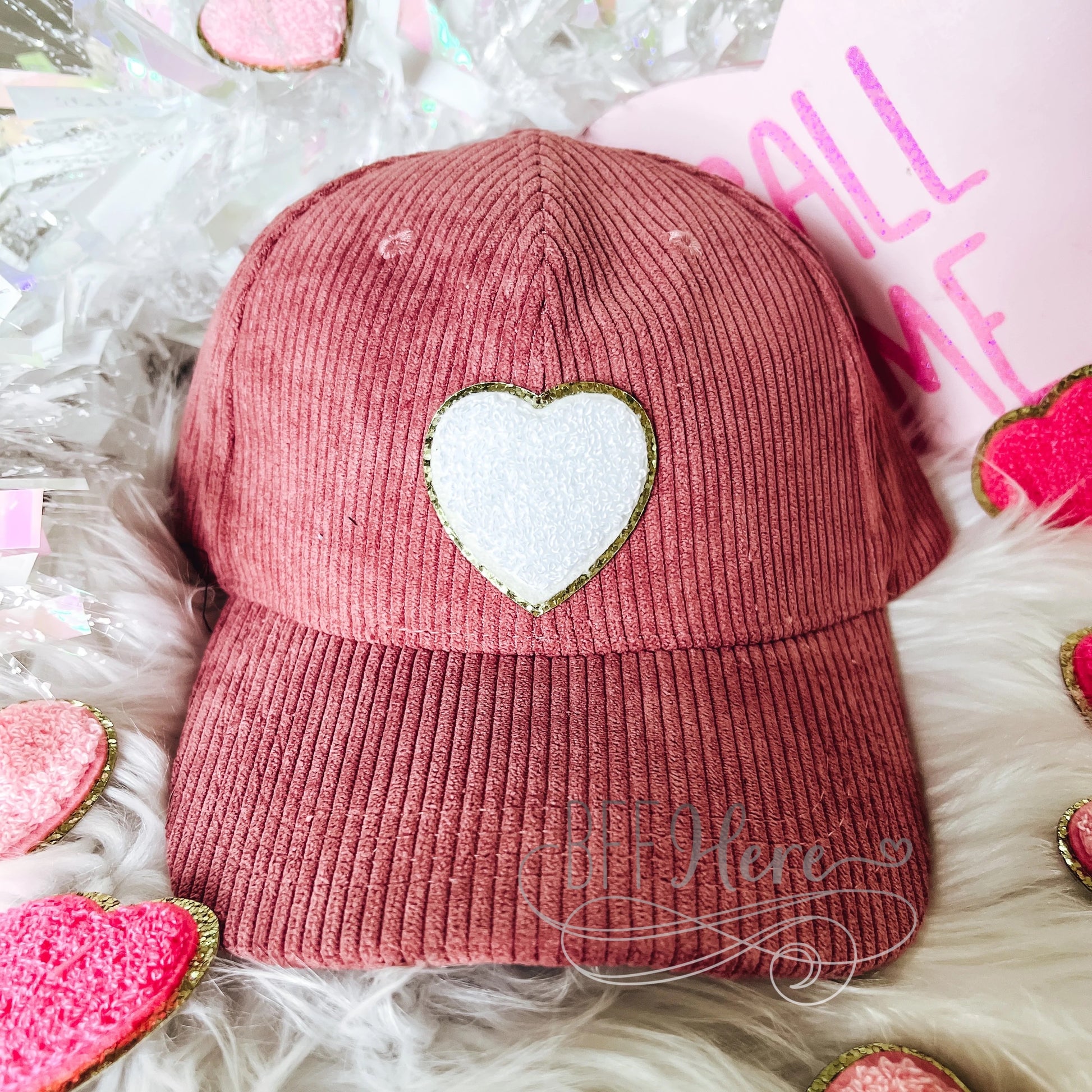 Corded Chenille Heart Caps - BFF Here