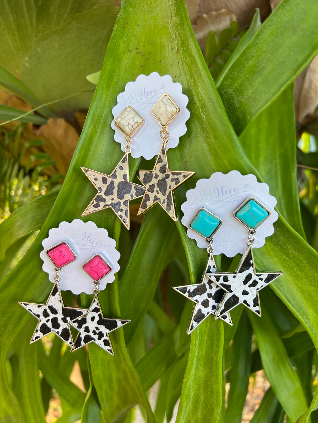 Maverick Animal Print Star Earrings - BFF Here