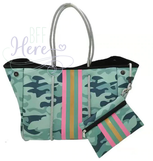 Neoprene Tote -- Summer Camo - BFF Here