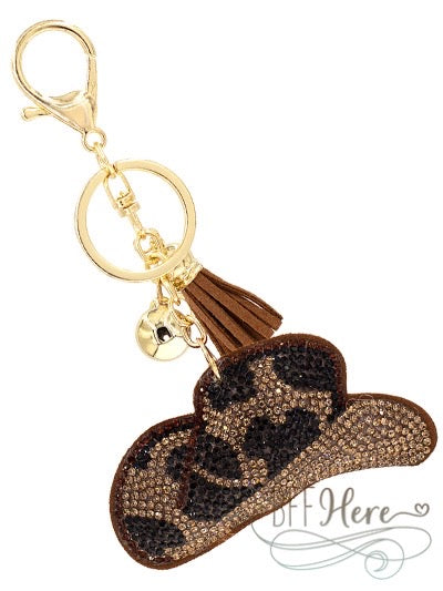 Cowboy Hat Accent Keychain— Leopard - BFF Here