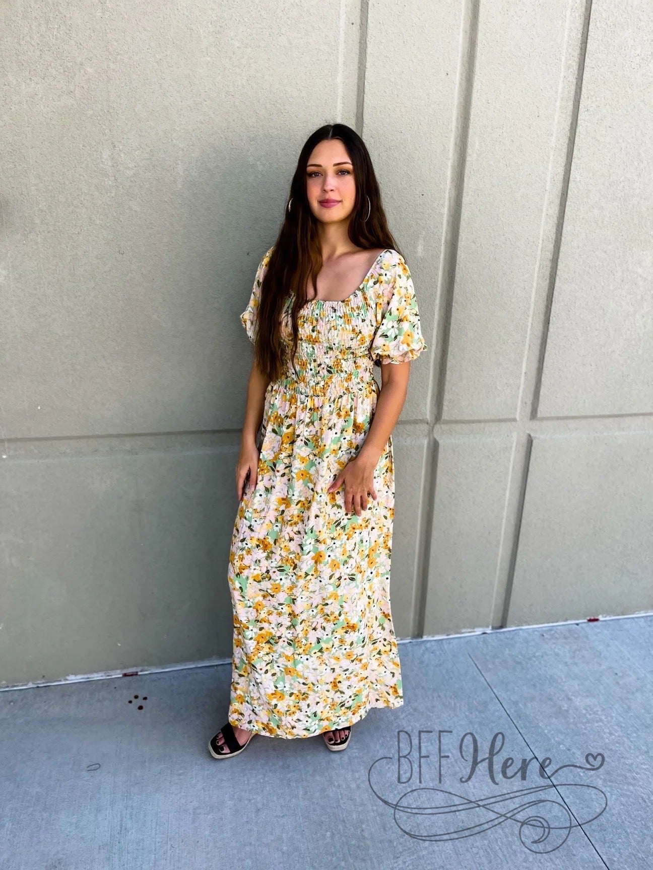 Laura Lynn Floral Smocked Dress - BFF Here