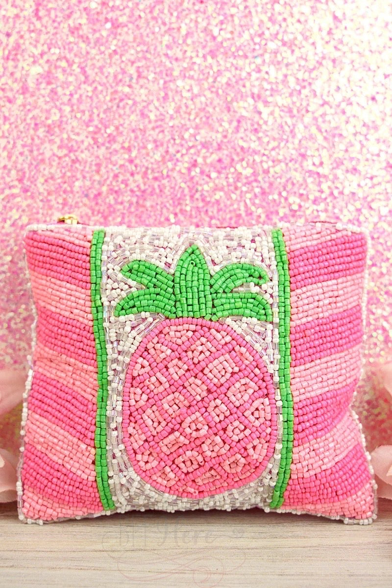 Pink Paradise Seed Bead Coin Purse - BFF Here