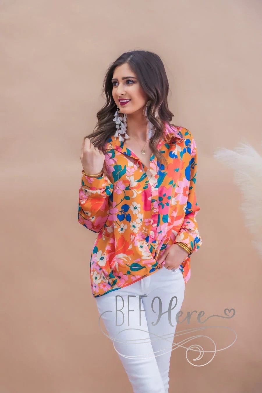 PREORDER-Cammie Floral Collared Top - BFF Here