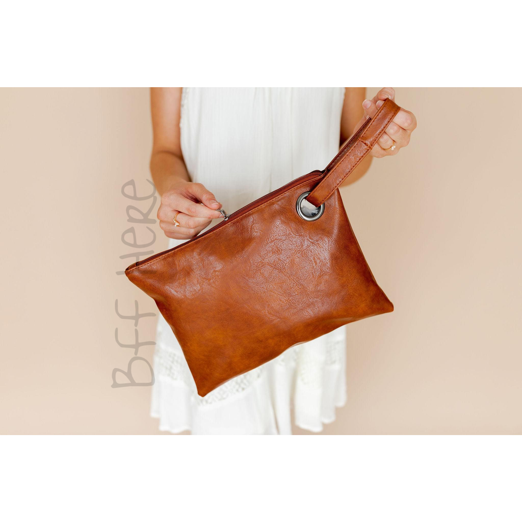 Trendy Clutch -- Cognac - BFF Here