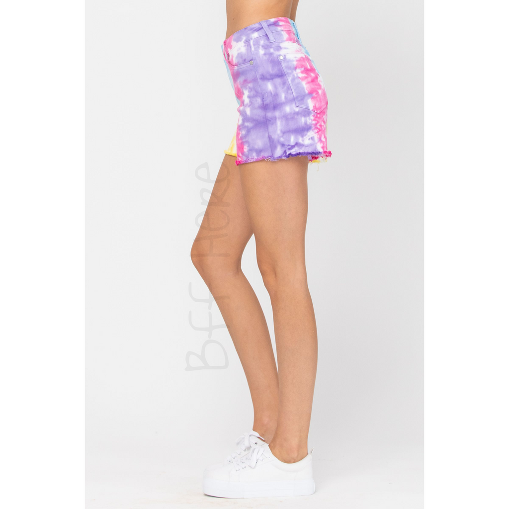 Snow Cone Tie Dye Mid Rise Shorts by Judy Blue - BFF Here