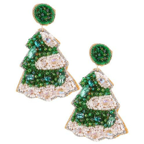 Christmas Tree  Seed Bead Earrings - BFF Here