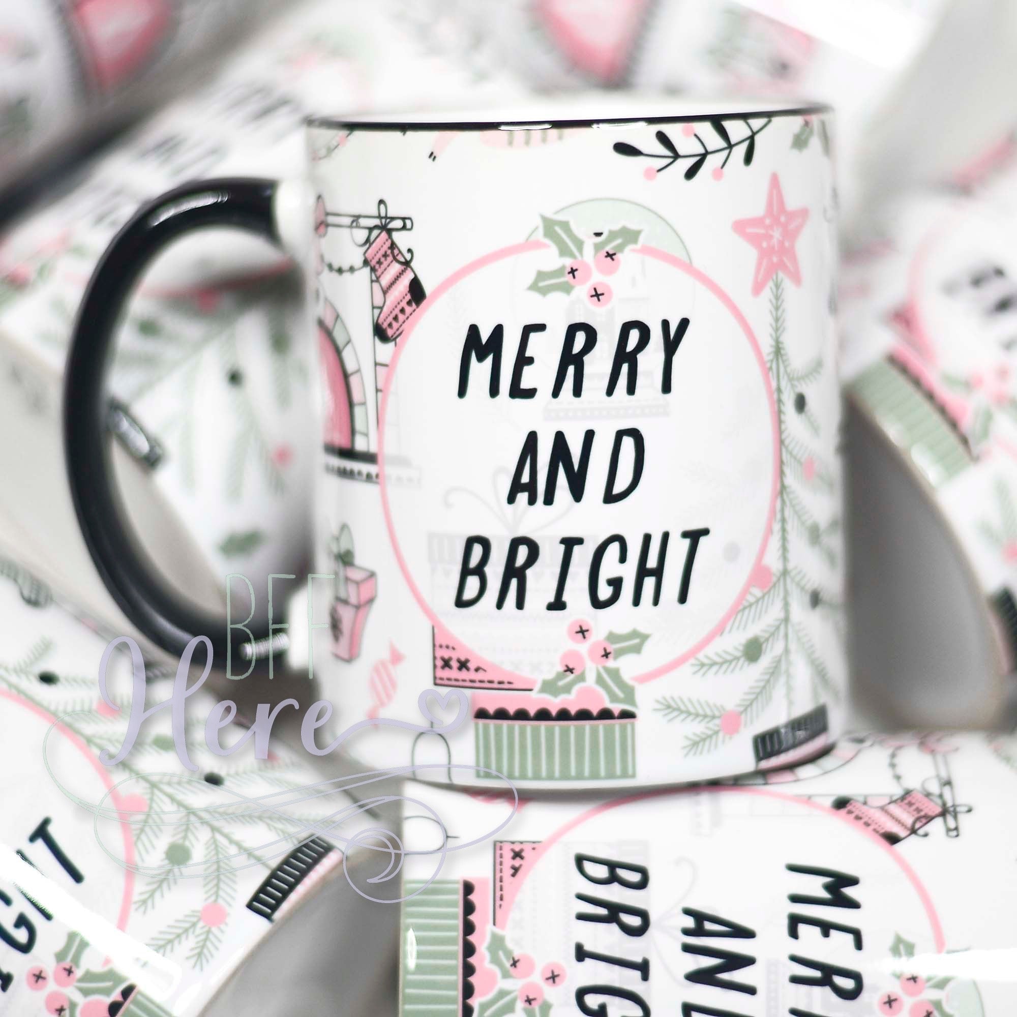 Merry & Bright Christmas Mug - BFF Here