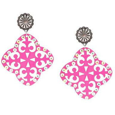 Geometric Quarterfoil Earrings — Choice of Color - BFF Here