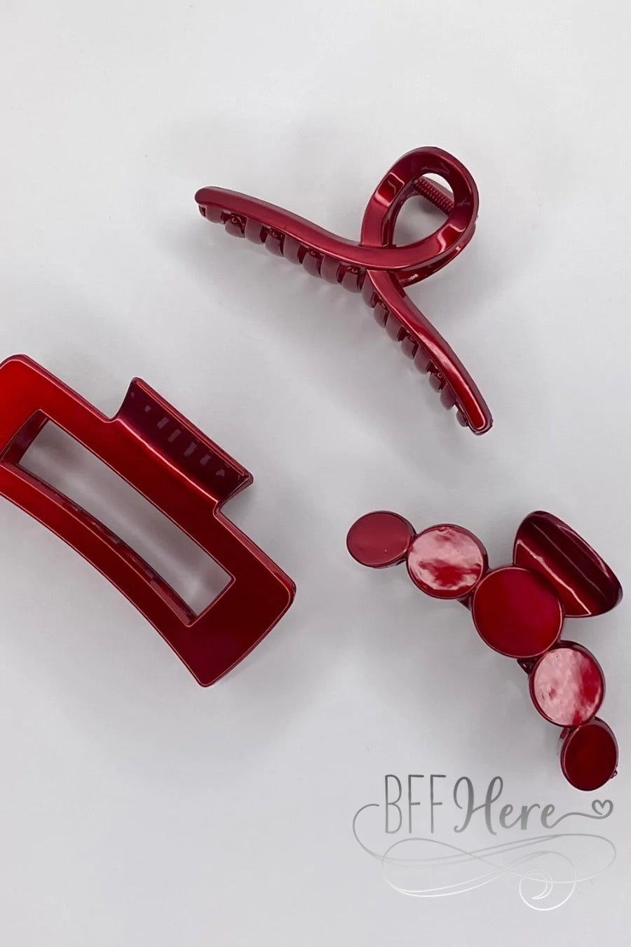 Ruth Red Metallic Claw Clip — Choice of Style - BFF Here