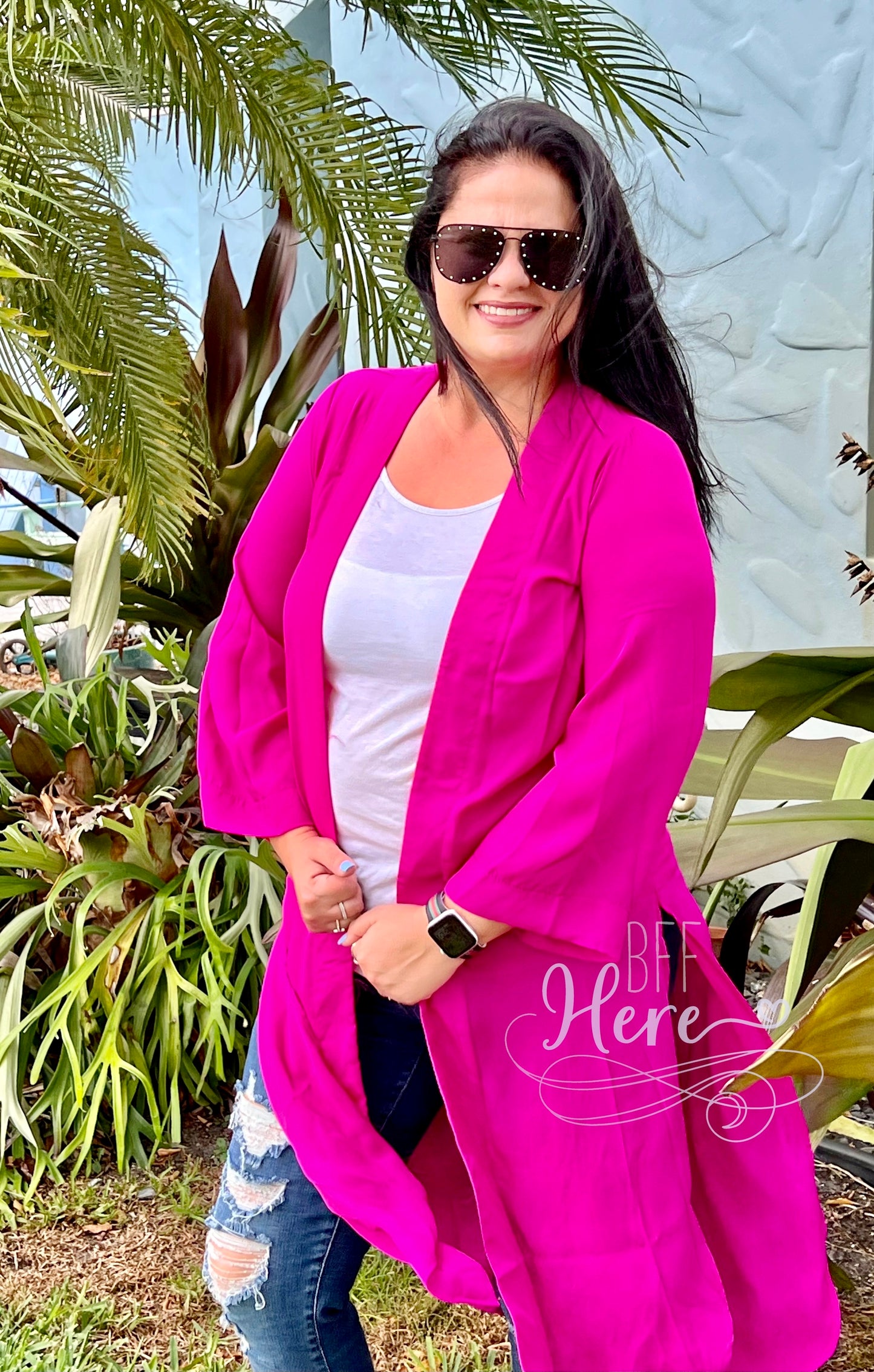 Cap Cana Fuchsia Kimono - BFF Here