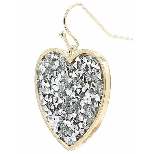 Rhinestone Heart Dangle Earrings - BFF Here