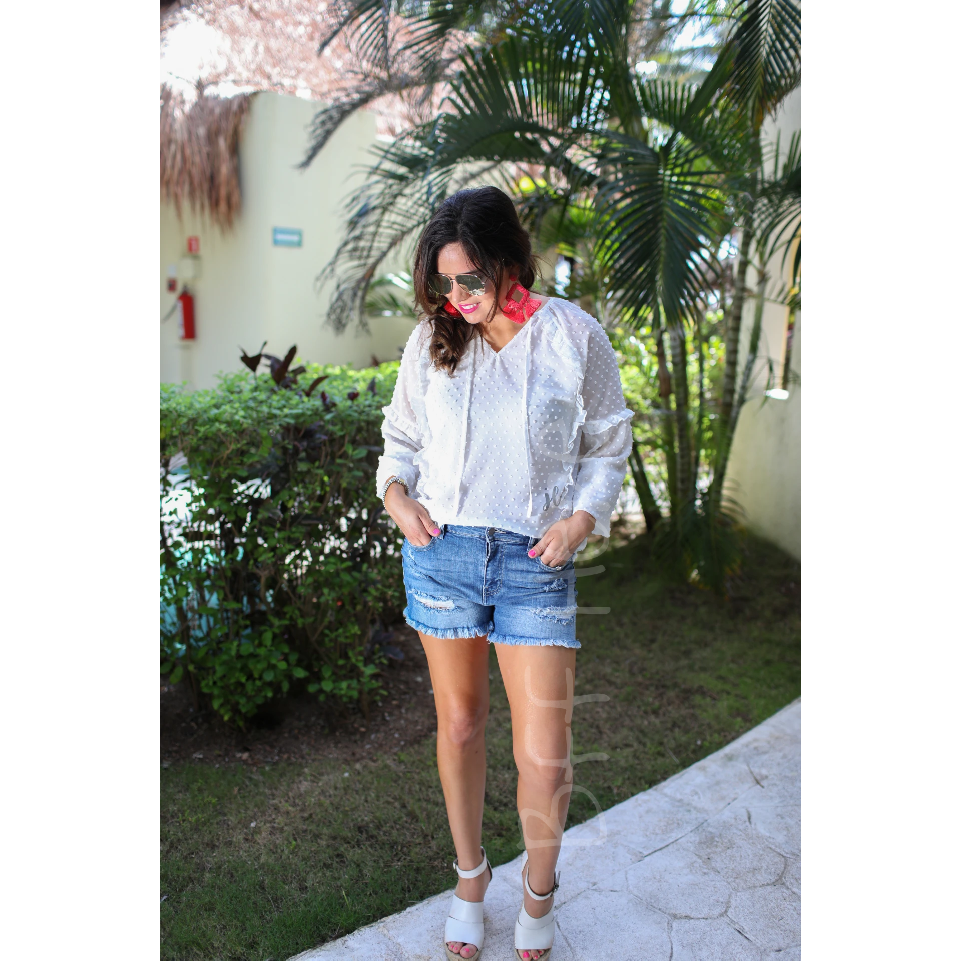 Mary Kate Dotted Drawstring Top - BFF Here