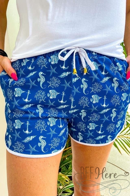 PREORDER -Sailing Away Drawstring Everyday Shorts - BFF Here