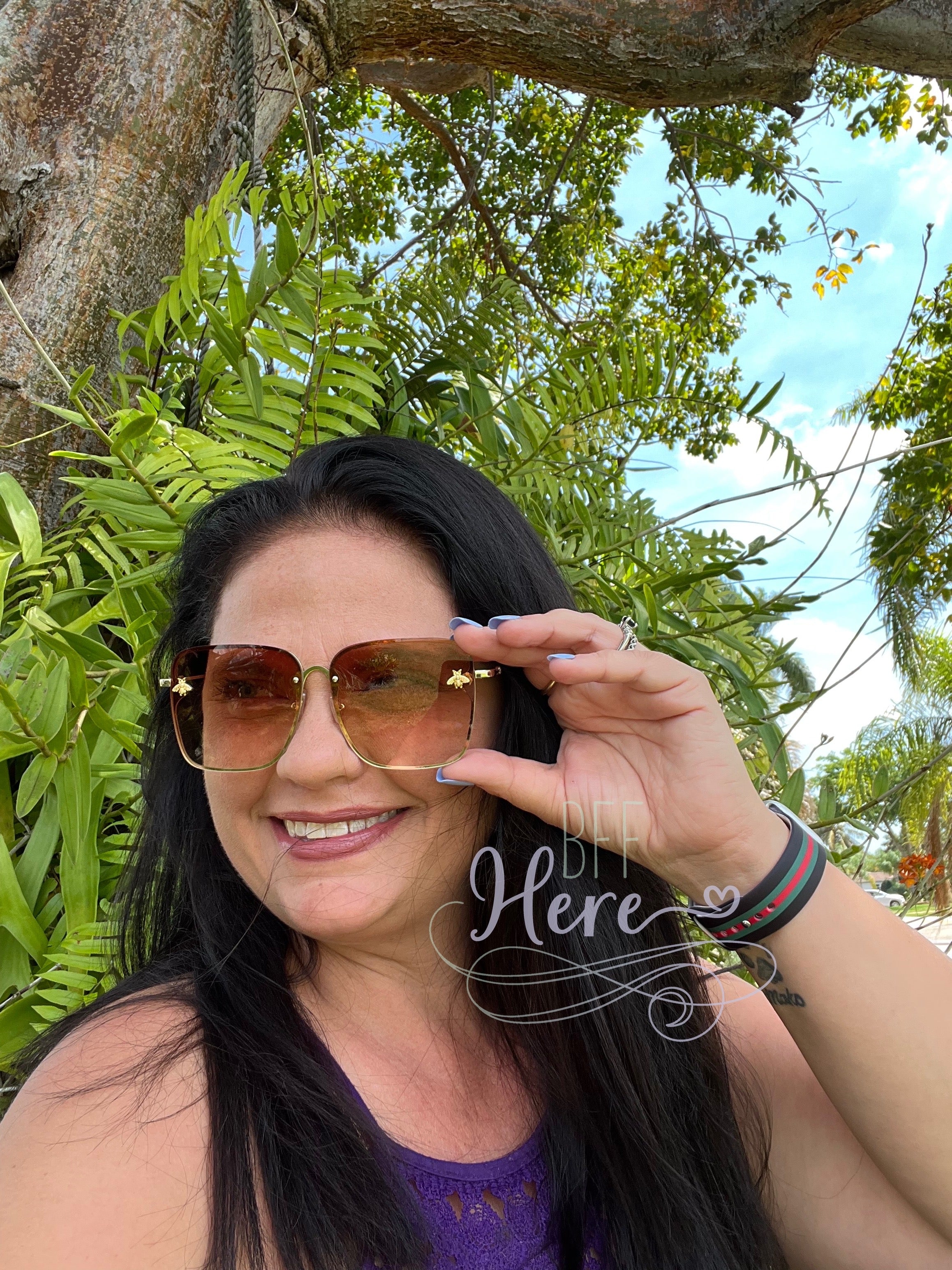 Honey Bee Square Framed Sunglasses -- Choice of Color - BFF Here