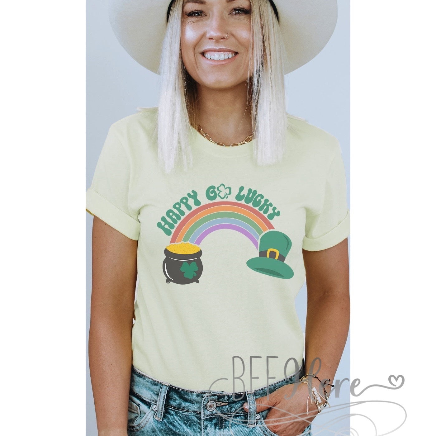 PREORDER-Happy Go Lucky Tee - BFF Here