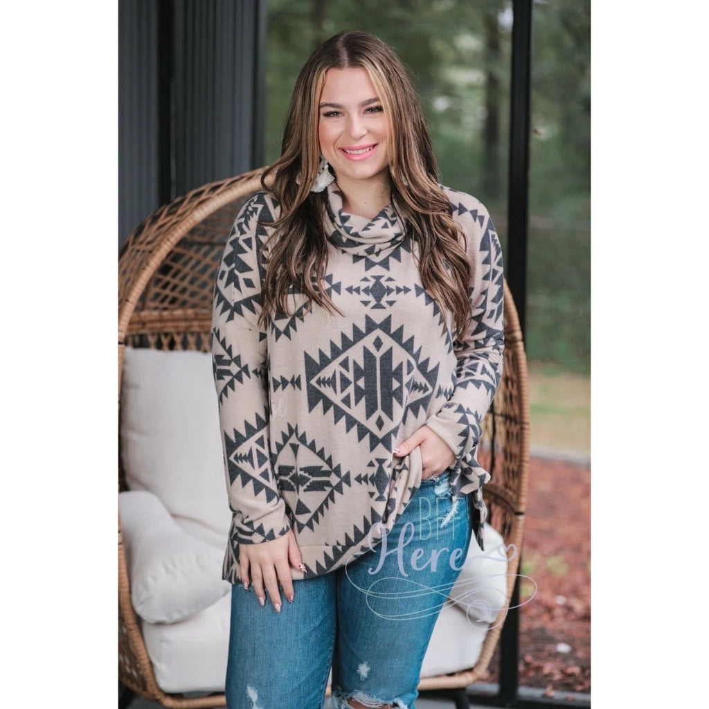 Tyler Aztec Cowl Neck Top - BFF Here