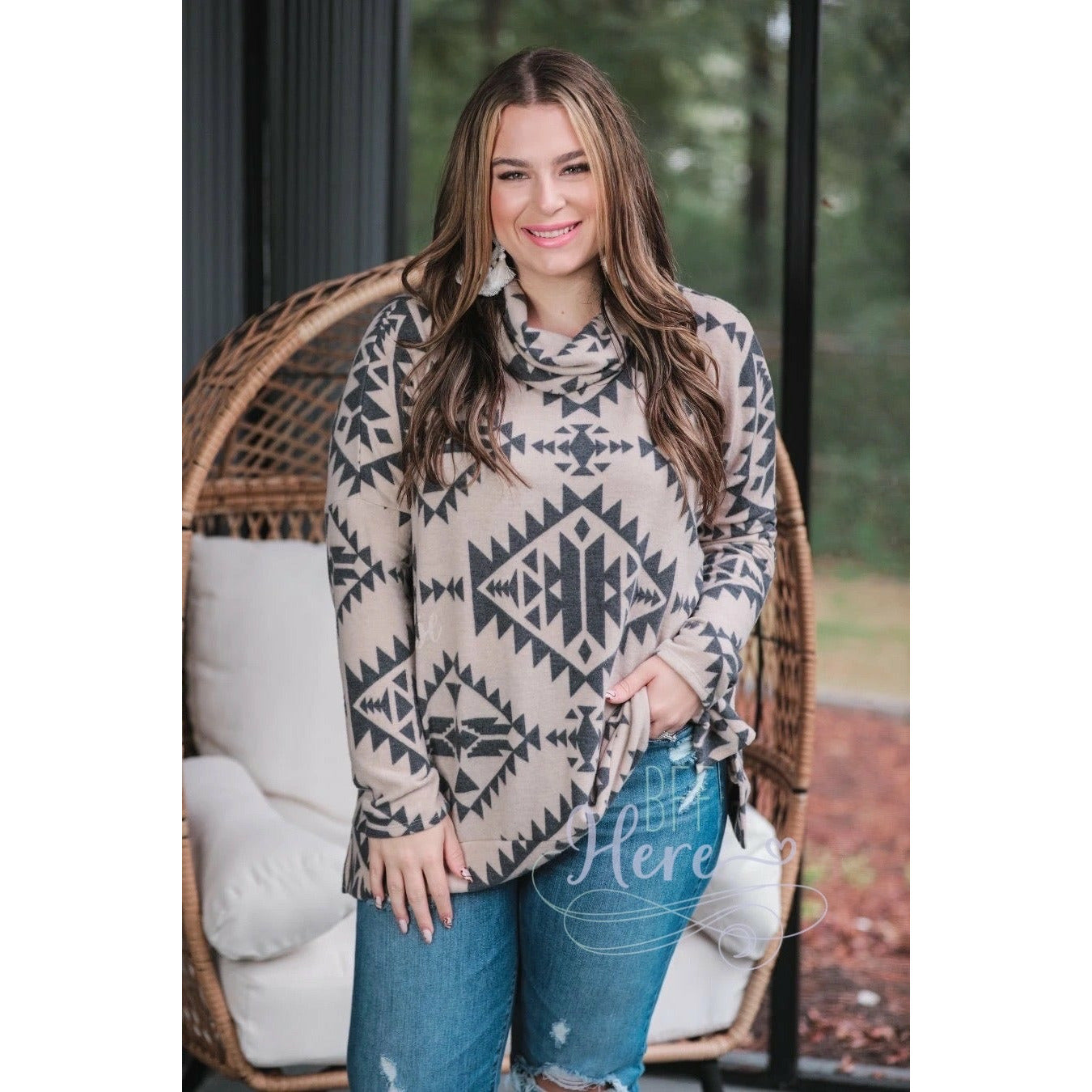 Tyler Aztec Cowl Neck Top - BFF Here