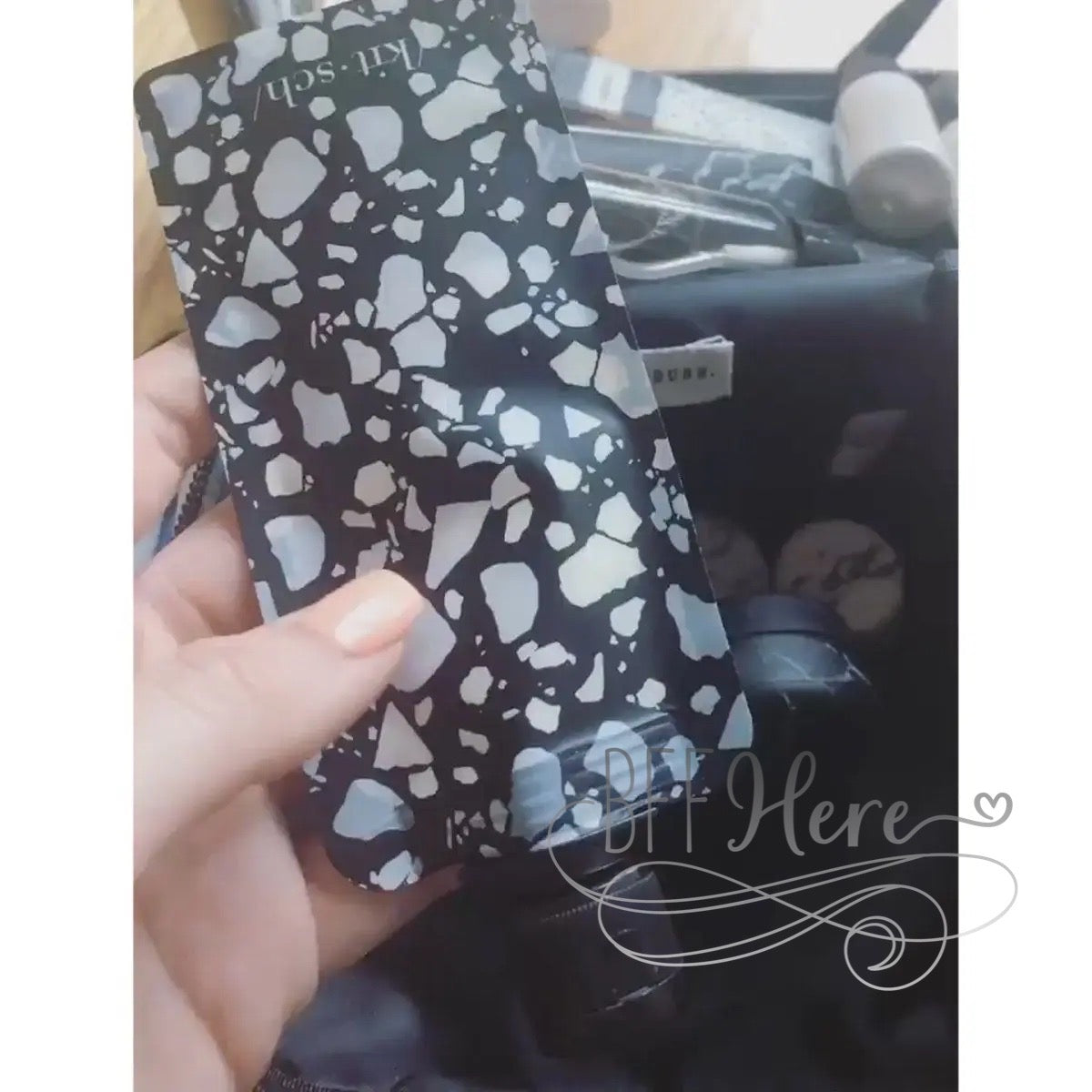 PREORDER—Refillable Travel Pouches 3pc Set by Kitsch- Black & Ivory - BFF Here