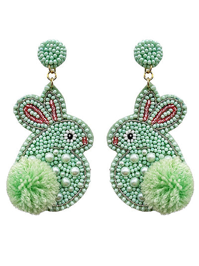 Hoppy Bunny Seed Bead Earrings - BFF Here