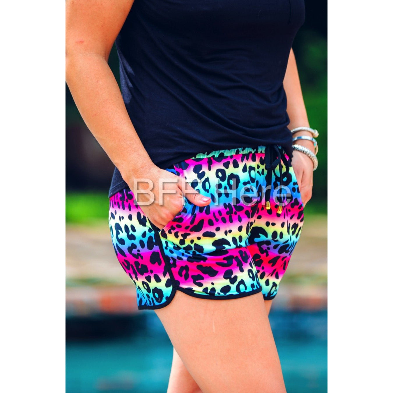 Lisa Leopard Drawstring Everyday Shorts - BFF Here