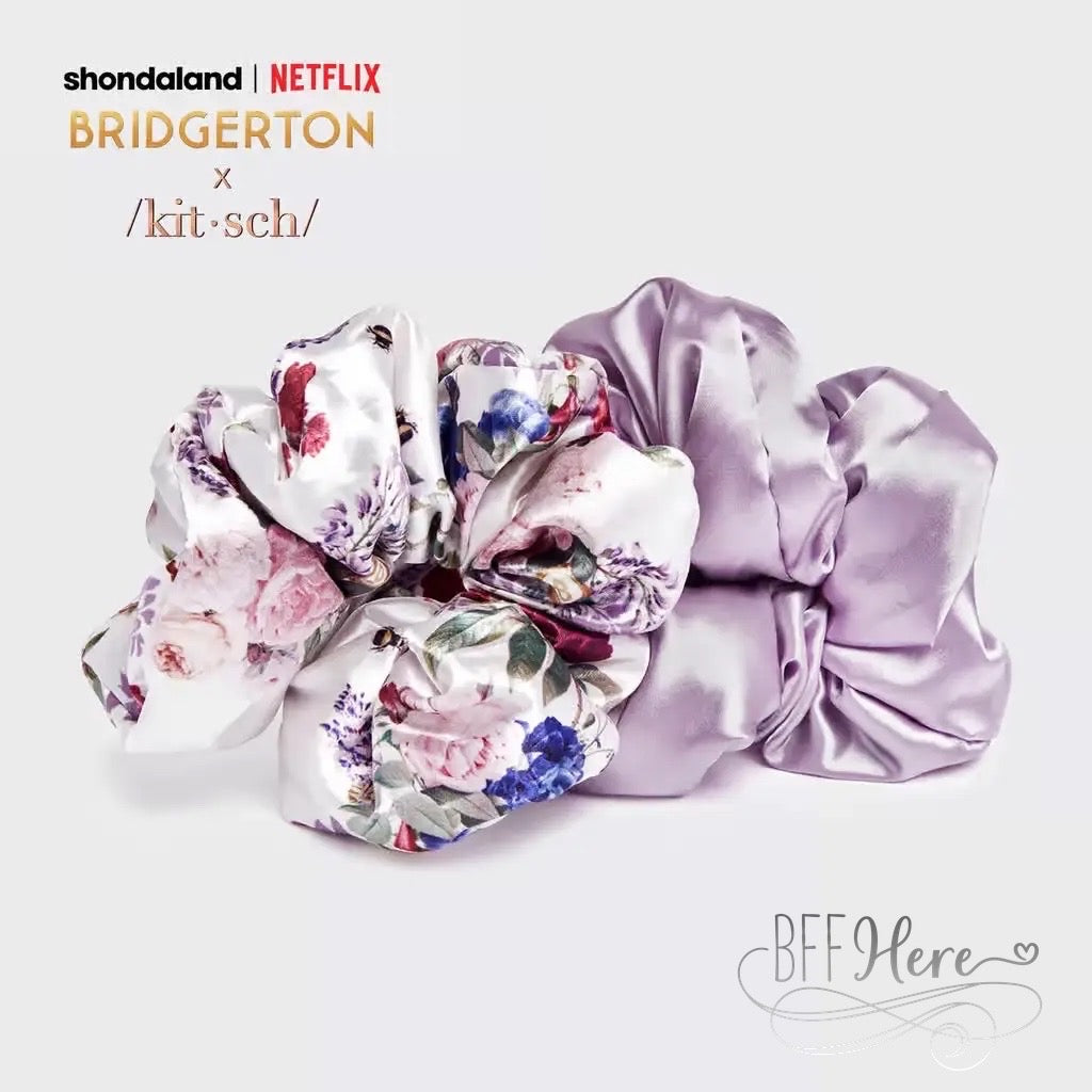 Bridgerton x Kitsch Satin Pillow Scrunchies - Floral - BFF Here