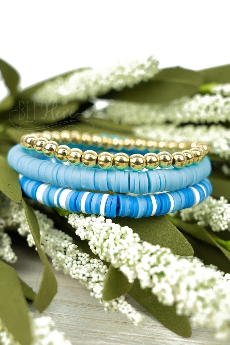 Key Largo Bracelet Set — Aqua & Gold - BFF Here