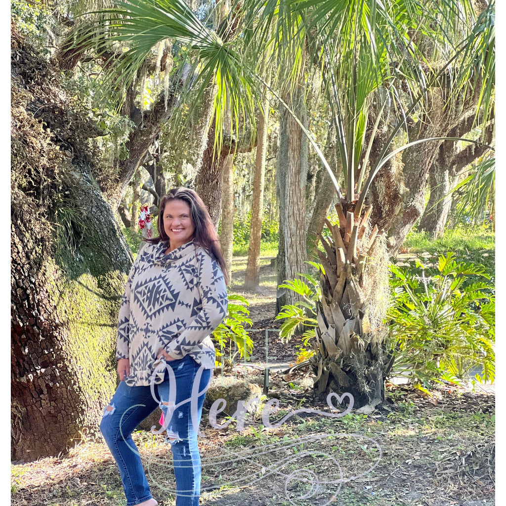 Tyler Aztec Cowl Neck Top - BFF Here