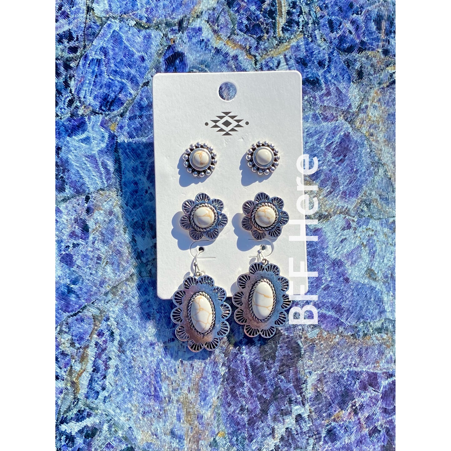 Western 3 Piece Earring Set - Choice of Color - BFF Here