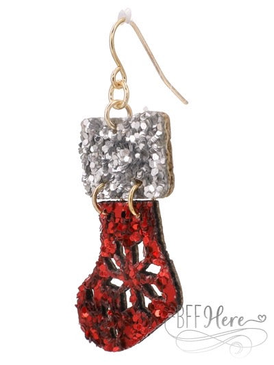 Glitter Stocking Earrings - BFF Here