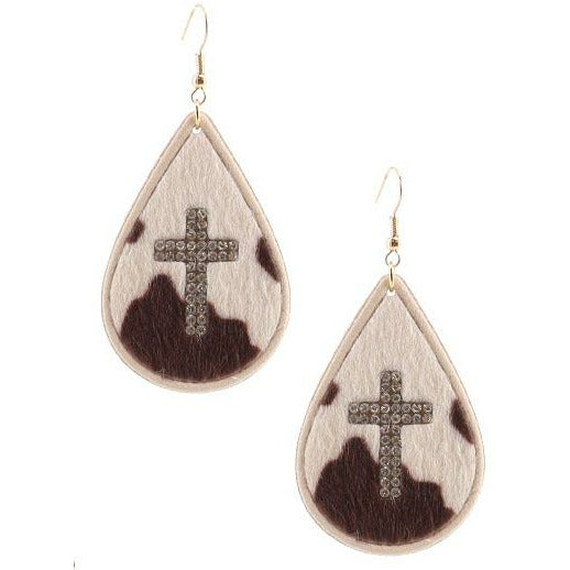 Animal Print & Cross Earrings — Choice of Color - BFF Here