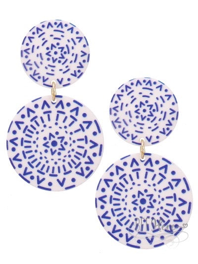 Blue China Plate Earrings - BFF Here