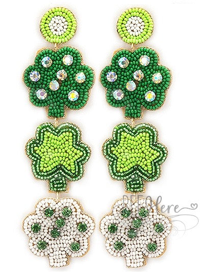 3 Clover Seed Bead Earrings - BFF Here