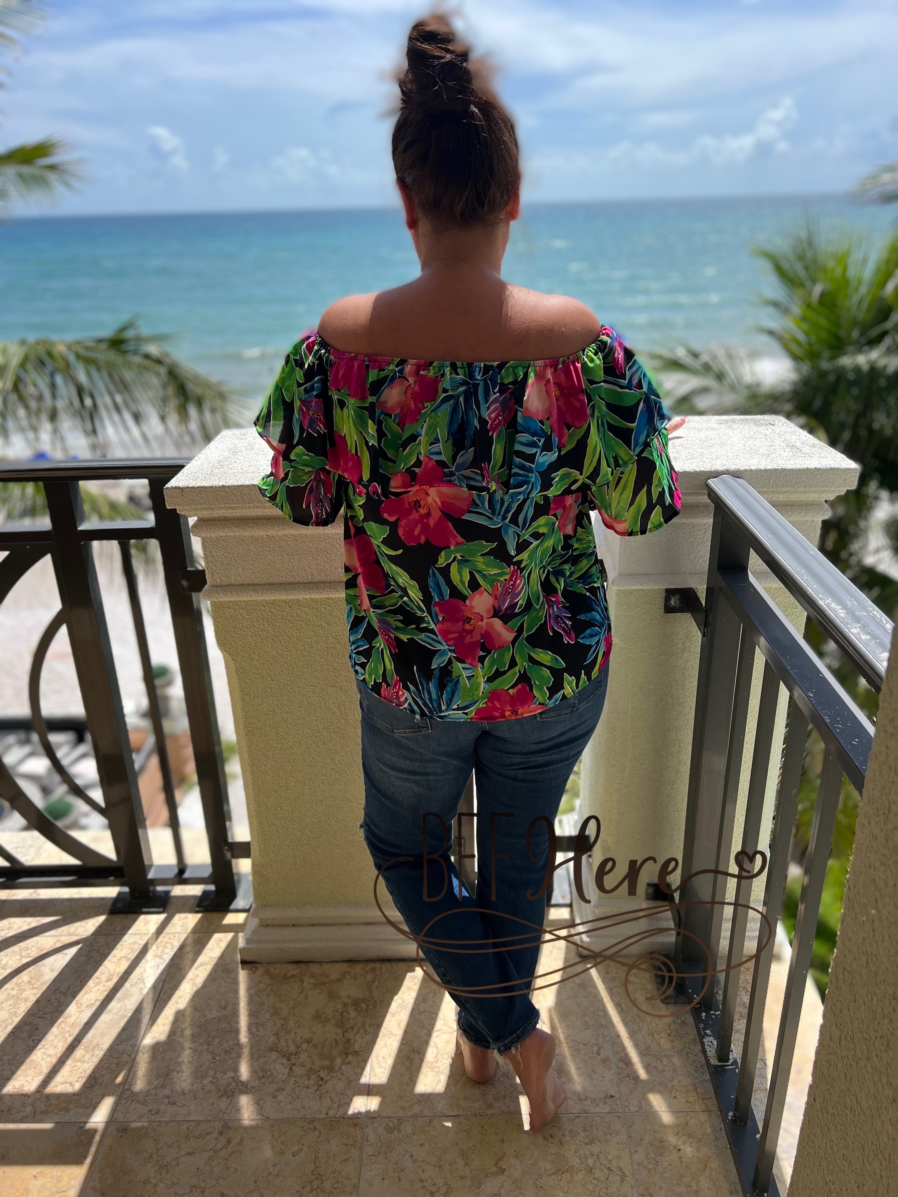Tropical Twist Floral Off The Shoulder - BFF Here