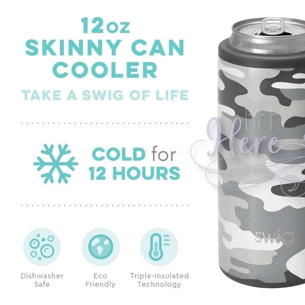 Incognito Camo Skinny Can Cooler (12oz) by Swig Life - BFF Here