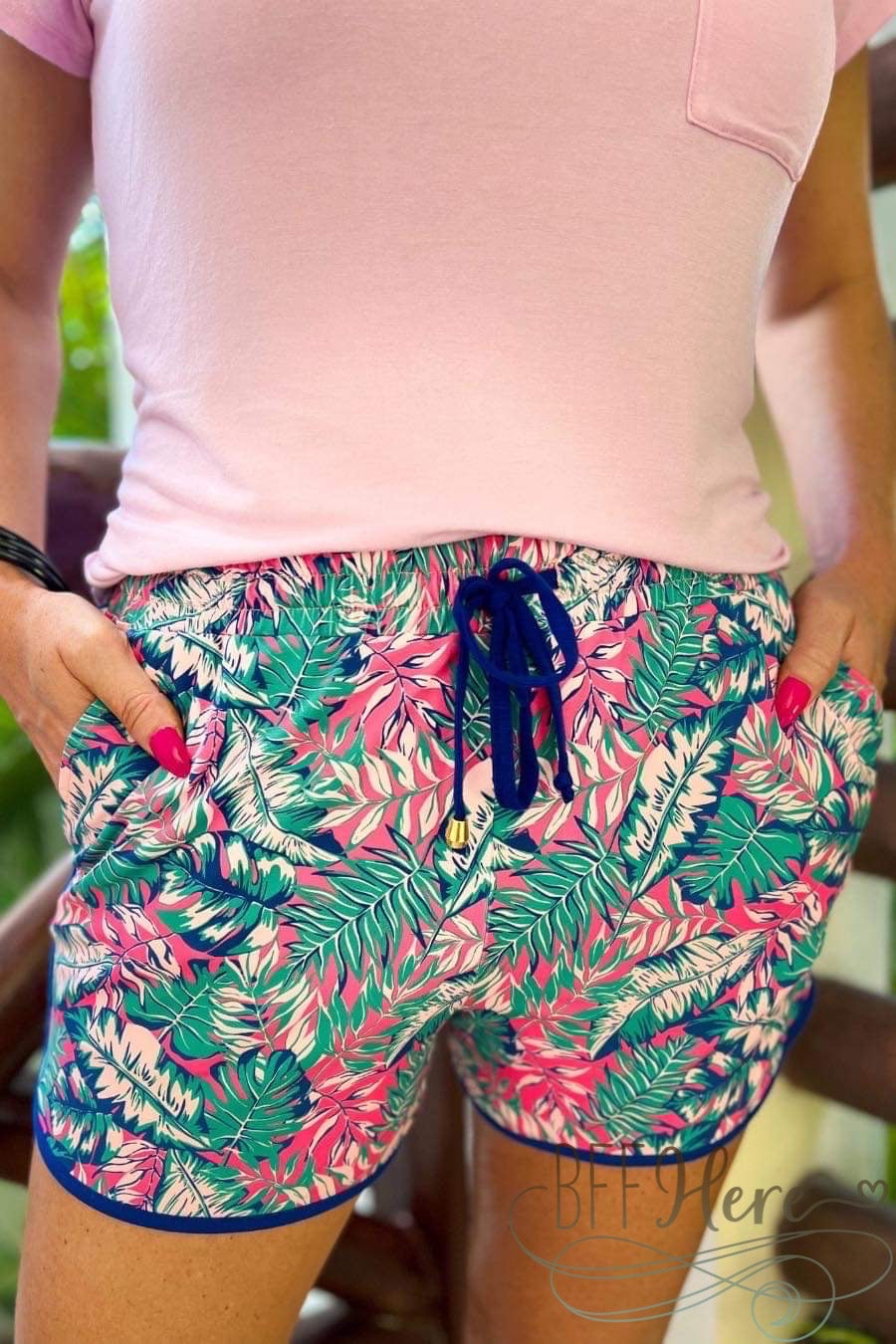 PREORDER-In The Tropics Drawstring Everyday Shorts - BFF Here