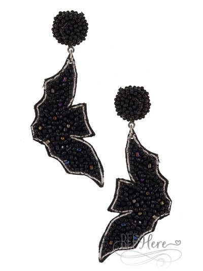 Halloween Bat Seed Bead Earrings - BFF Here