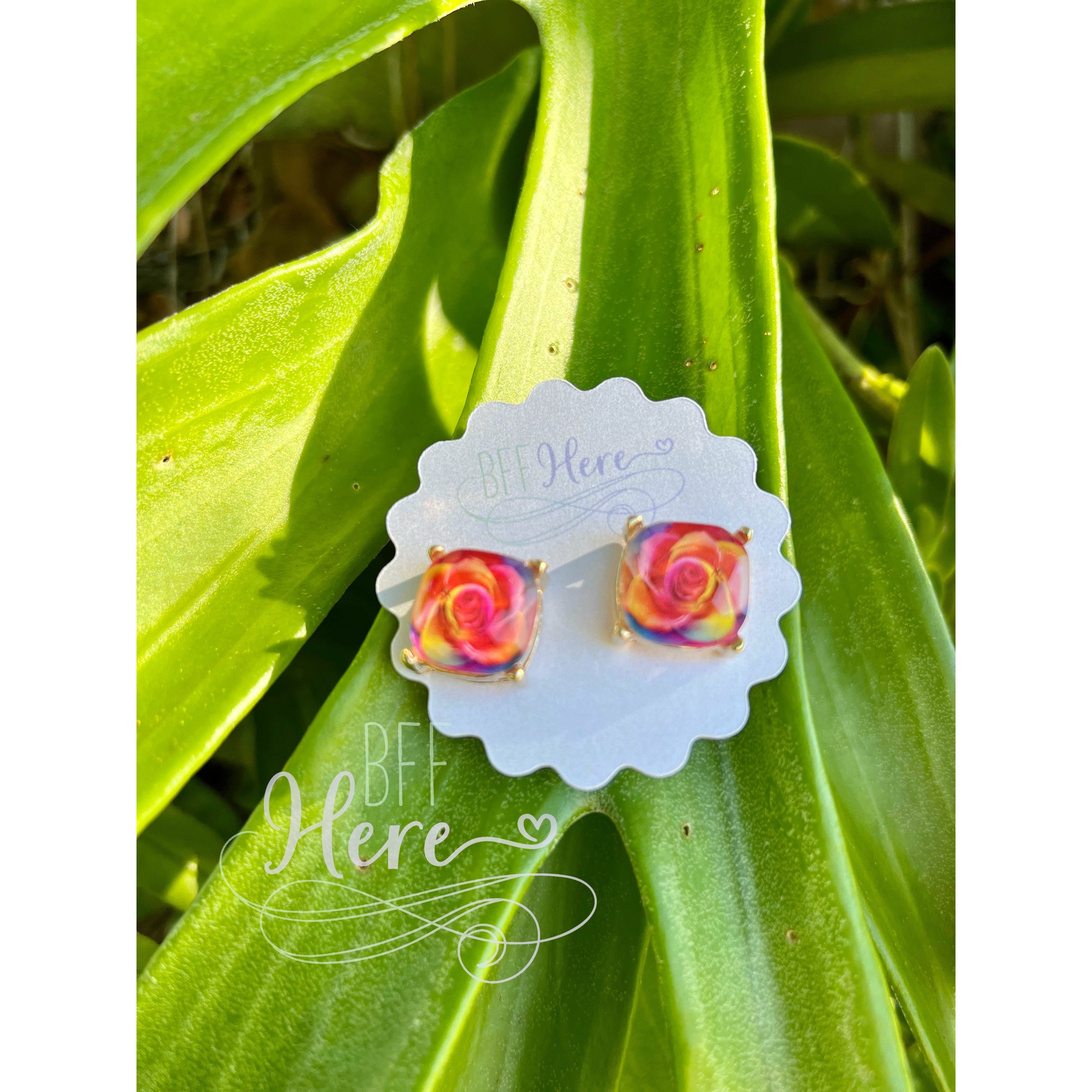 Rosebud Stud Earrings --Multi - BFF Here