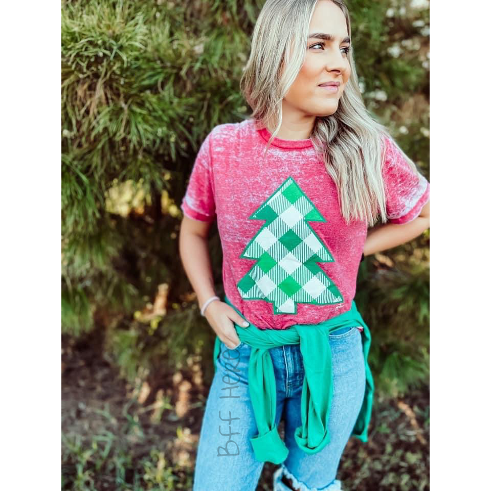 Plaid Christmas Tree T-Shirt - BFF Here