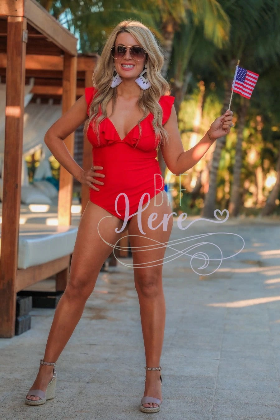 Red Hot Ruffle One Piece Swimsuit - BFF Here